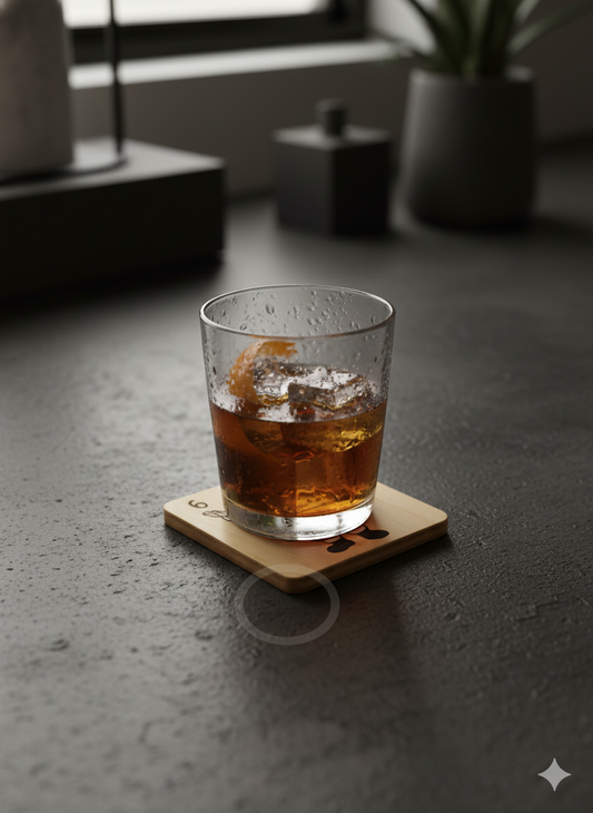 Santa Claus doing 6 7 - 4 set wooden drink coaster