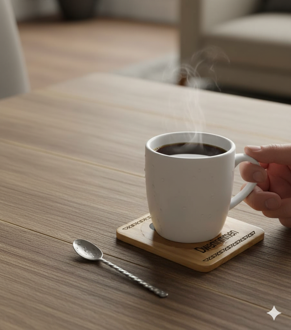 Adinkra West African Symbols - 4 set wooden drink coasters