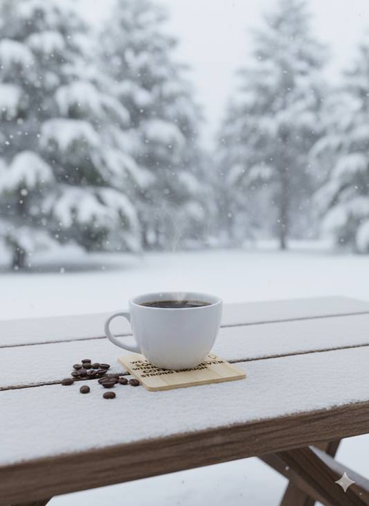 Society and Coffee - 4 set wooden drink coasters