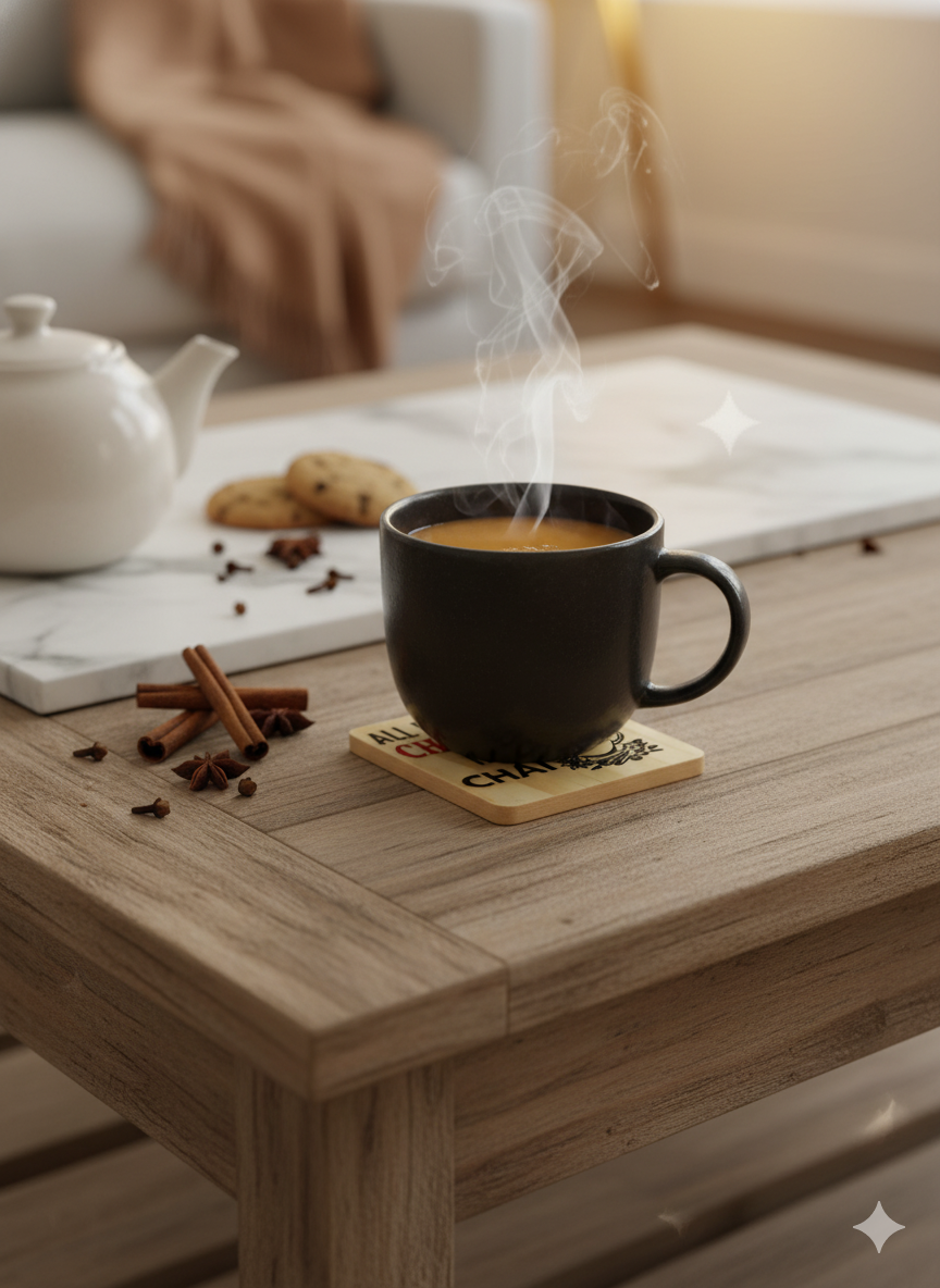 All I want for Christmas is Chai - 4 Set Wooden Coaster