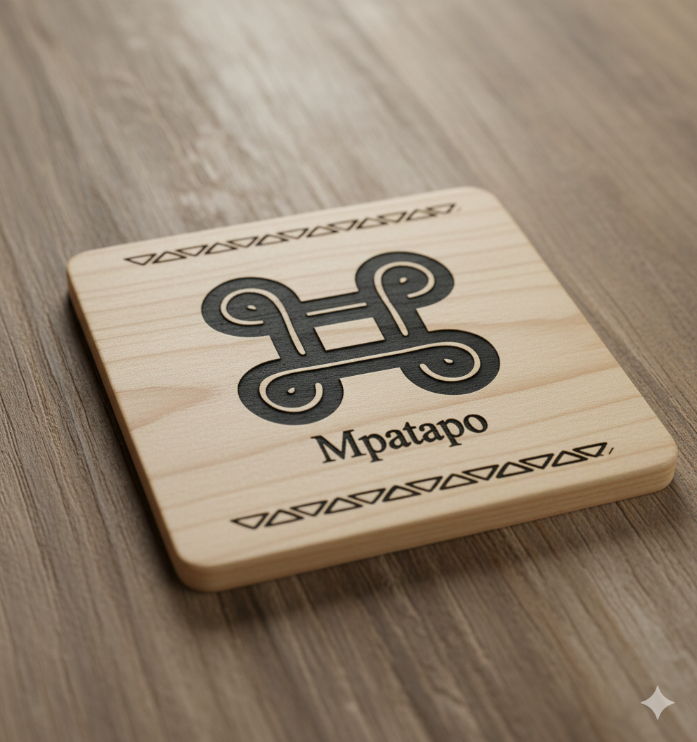 Adinkra West African Symbols - 4 set wooden drink coasters
