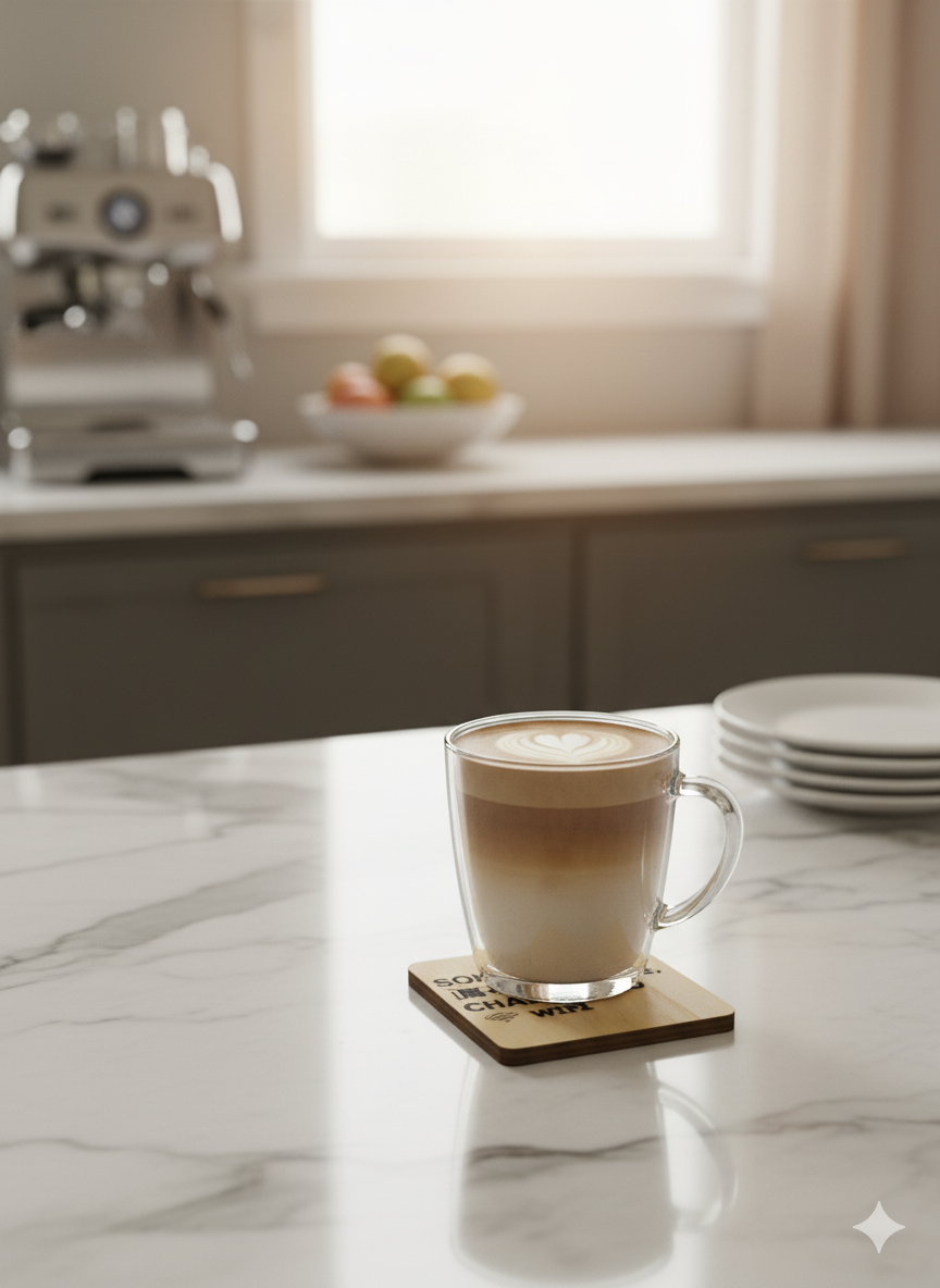 Society Runs on Caffeine - 4 set wooden coasters