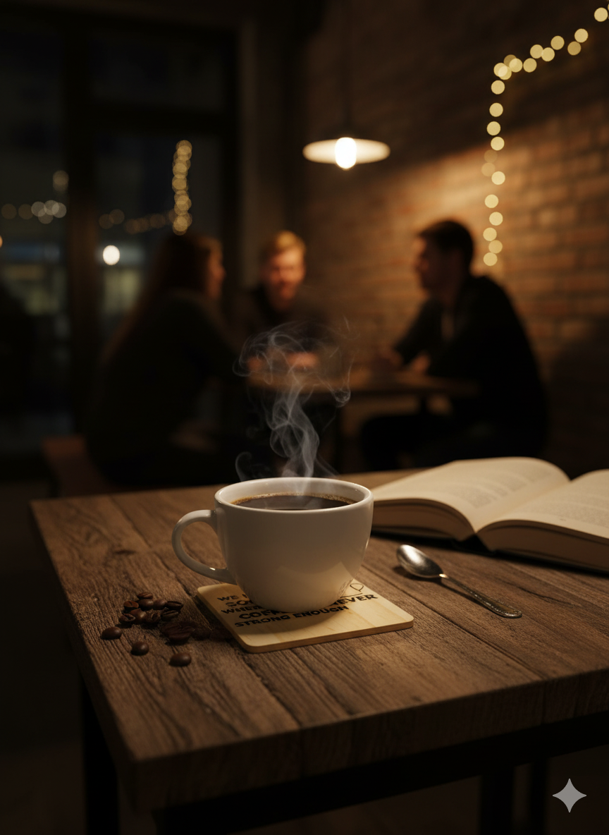 Society and Coffee - 4 set wooden drink coasters