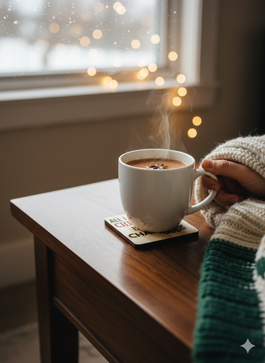 All I want for Christmas is Chai - 4 Set Wooden Coaster