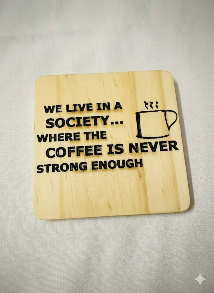 Society and Coffee - 4 set wooden drink coasters